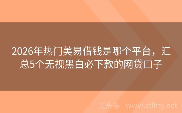 2026年热门美易借钱是哪个平台，汇总5个无视黑白必下款的网贷口子