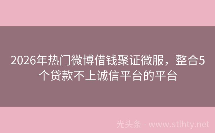 2026年热门微博借钱聚证微服，整合5个贷款不上诚信平台的平台