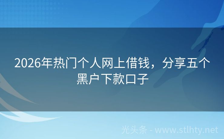 2026年热门个人网上借钱，分享五个黑户下款口子