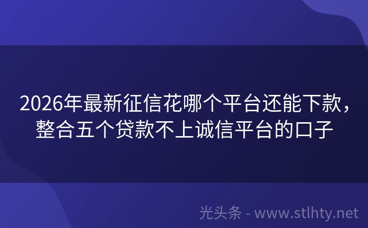 2026年最新征信花哪个平台还能下款，整合五个贷款不上诚信平台的口子
