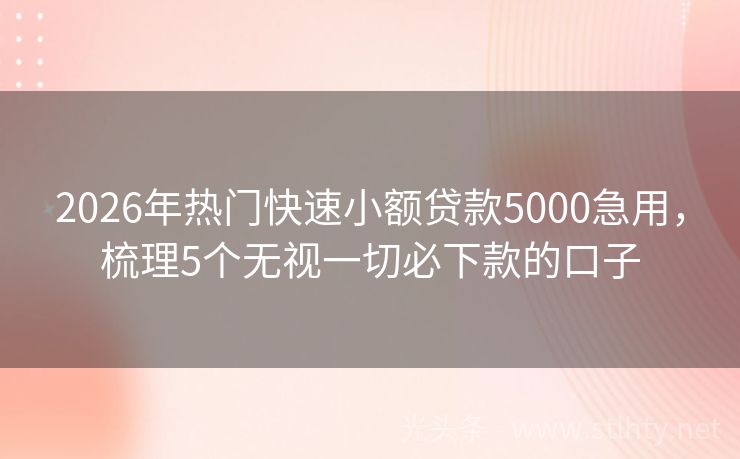 2026年热门快速小额贷款5000急用，梳理5个无视一切必下款的口子