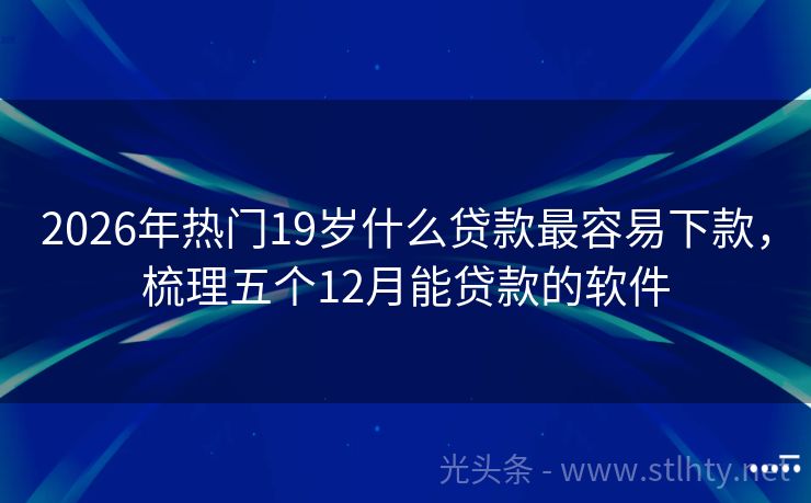 2026年热门19岁什么贷款最容易下款，梳理五个12月能贷款的软件