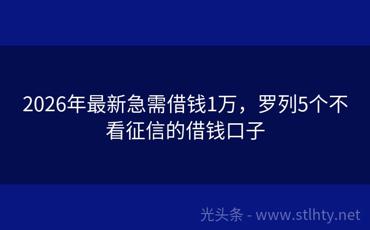 2026年最新急需借钱1万，罗列5个不看征信的借钱口子