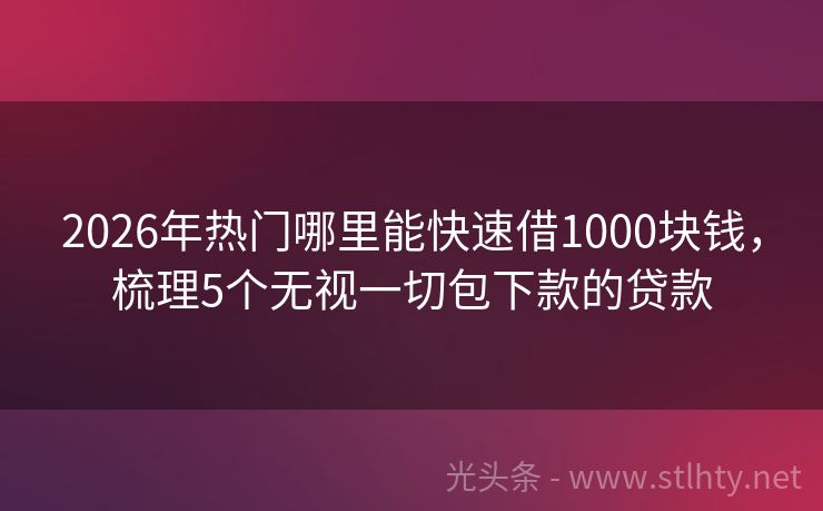 2026年热门哪里能快速借1000块钱，梳理5个无视一切包下款的贷款