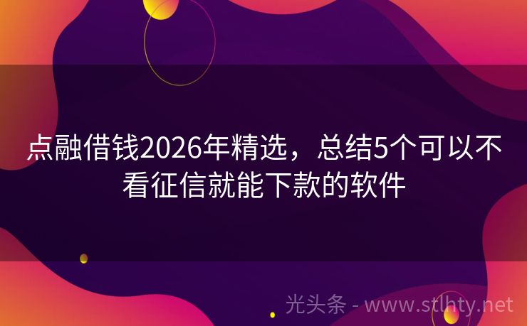 点融借钱2026年精选，总结5个可以不看征信就能下款的软件