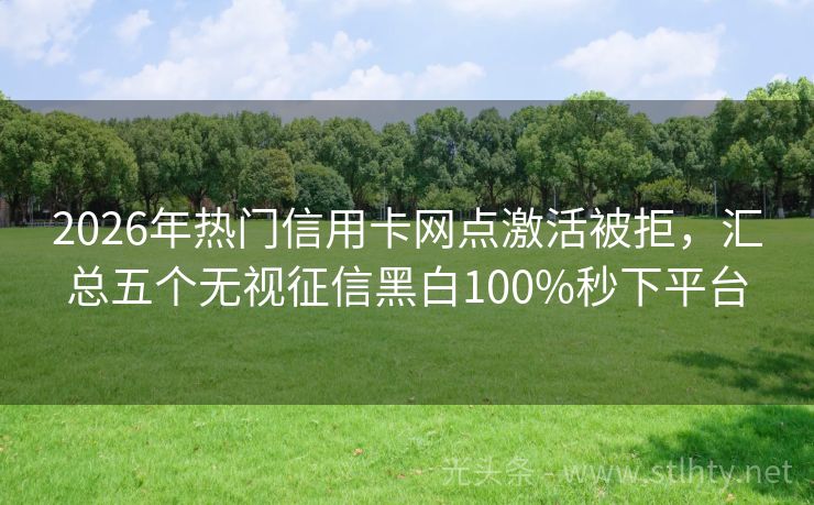 2026年热门信用卡网点激活被拒，汇总五个无视征信黑白100%秒下平台