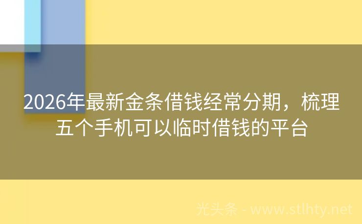 2026年最新金条借钱经常分期，梳理五个手机可以临时借钱的平台