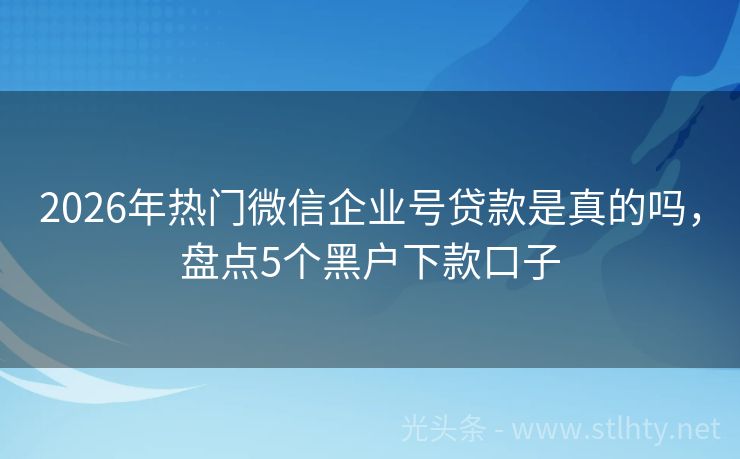 2026年热门微信企业号贷款是真的吗，盘点5个黑户下款口子