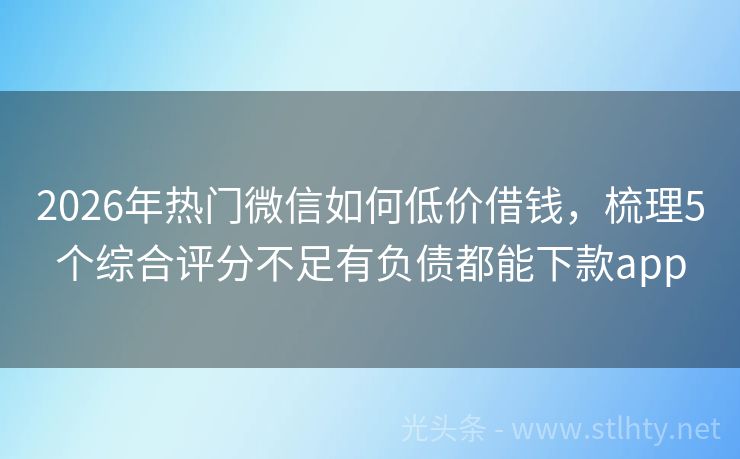 2026年热门微信如何低价借钱，梳理5个综合评分不足有负债都能下款app