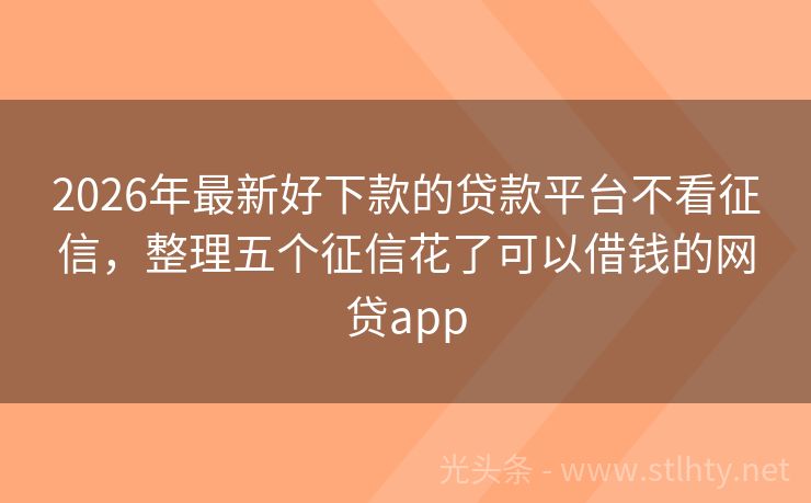 2026年最新好下款的贷款平台不看征信，整理五个征信花了可以借钱的网贷app