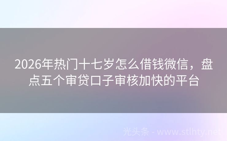 2026年热门十七岁怎么借钱微信，盘点五个审贷口子审核加快的平台