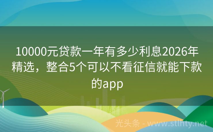 10000元贷款一年有多少利息2026年精选，整合5个可以不看征信就能下款的app