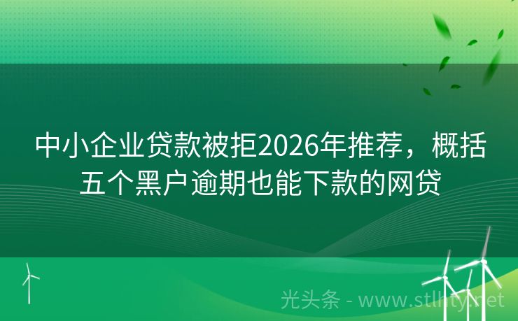 中小企业贷款被拒2026年推荐，概括五个黑户逾期也能下款的网贷