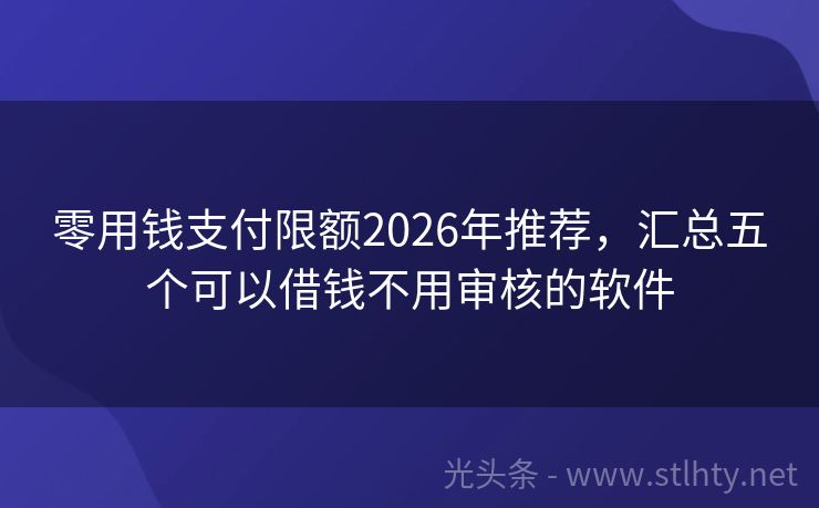 零用钱支付限额2026年推荐，汇总五个可以借钱不用审核的软件