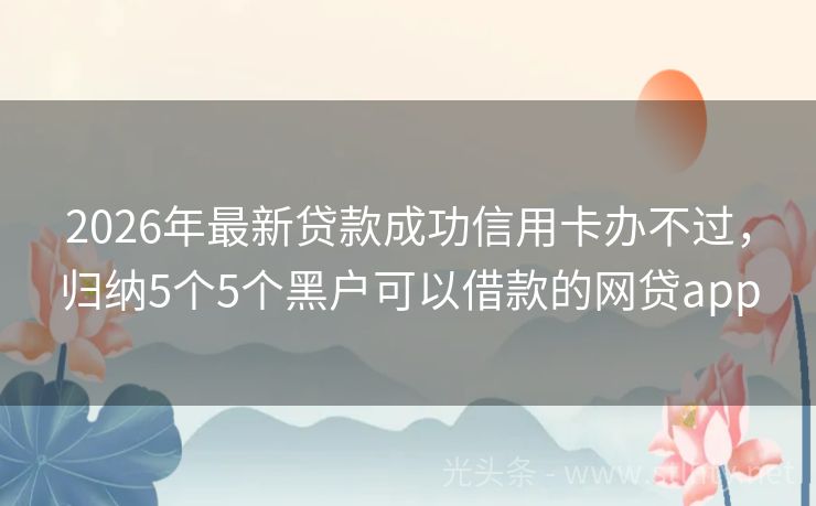 2026年最新贷款成功信用卡办不过，归纳5个5个黑户可以借款的网贷app