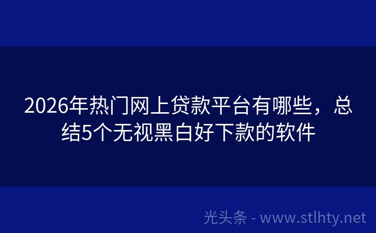 2026年热门网上贷款平台有哪些，总结5个无视黑白好下款的软件