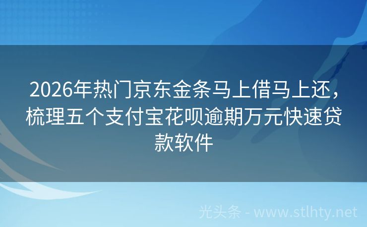 2026年热门京东金条马上借马上还，梳理五个支付宝花呗逾期万元快速贷款软件