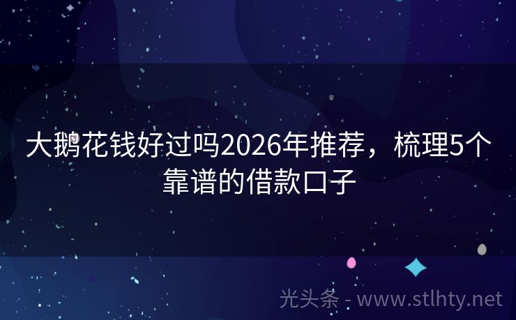 大鹅花钱好过吗2026年推荐，梳理5个靠谱的借款口子