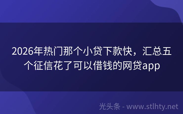 2026年热门那个小贷下款快，汇总五个征信花了可以借钱的网贷app