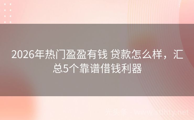 2026年热门盈盈有钱 贷款怎么样，汇总5个靠谱借钱利器