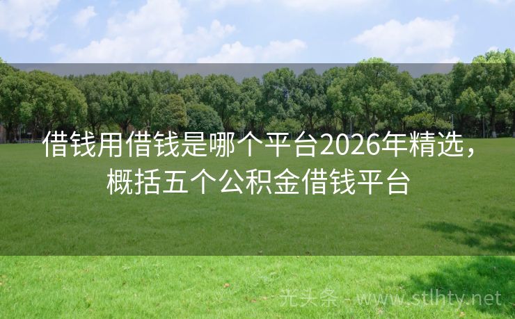 借钱用借钱是哪个平台2026年精选，概括五个公积金借钱平台