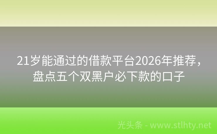 21岁能通过的借款平台2026年推荐，盘点五个双黑户必下款的口子