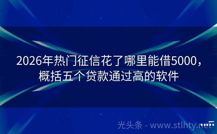 2026年热门征信花了哪里能借5000，概括五个贷款通过高的软件