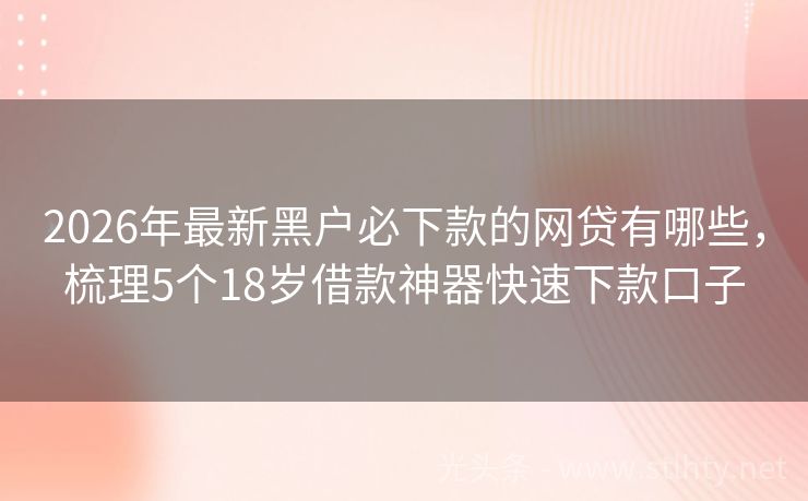 2026年最新黑户必下款的网贷有哪些，梳理5个18岁借款神器快速下款口子