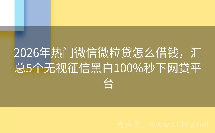 2026年热门微信微粒贷怎么借钱，汇总5个无视征信黑白100%秒下网贷平台