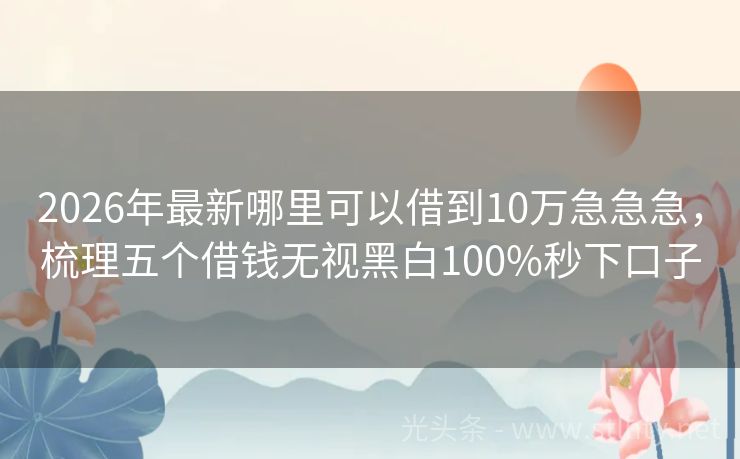 2026年最新哪里可以借到10万急急急，梳理五个借钱无视黑白100%秒下口子