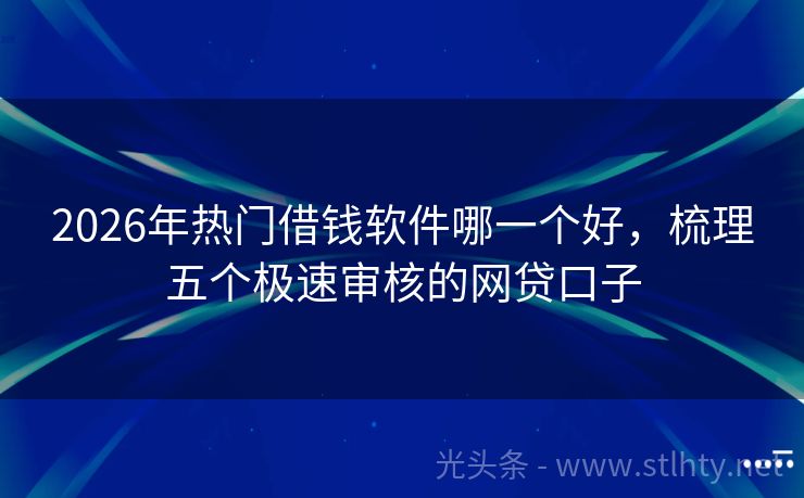 2026年热门借钱软件哪一个好，梳理五个极速审核的网贷口子