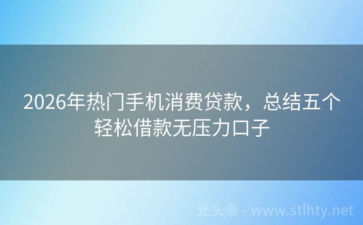 2026年热门手机消费贷款，总结五个轻松借款无压力口子
