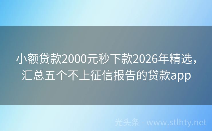 小额贷款2000元秒下款2026年精选，汇总五个不上征信报告的贷款app