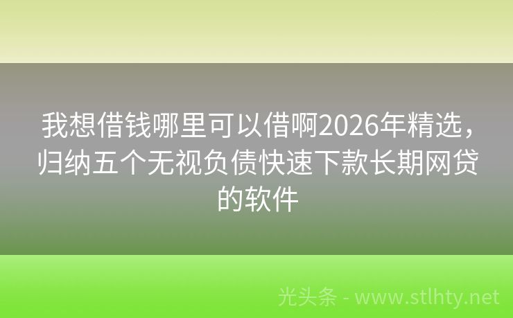 我想借钱哪里可以借啊2026年精选，归纳五个无视负债快速下款长期网贷的软件