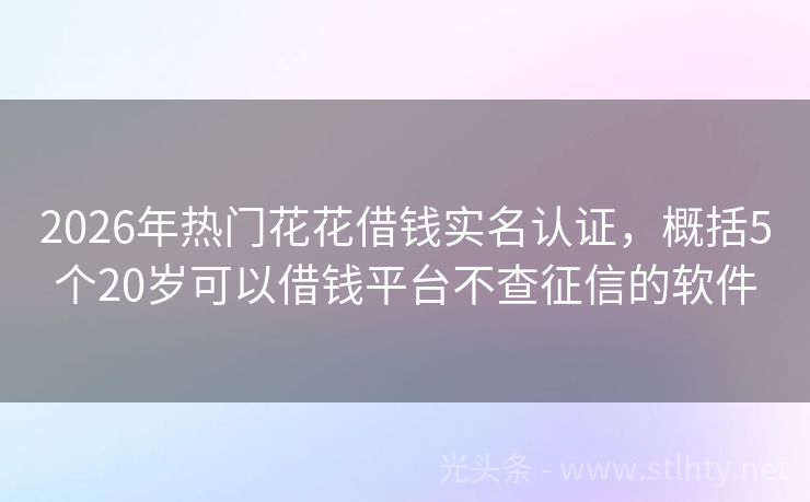 2026年热门花花借钱实名认证，概括5个20岁可以借钱平台不查征信的软件