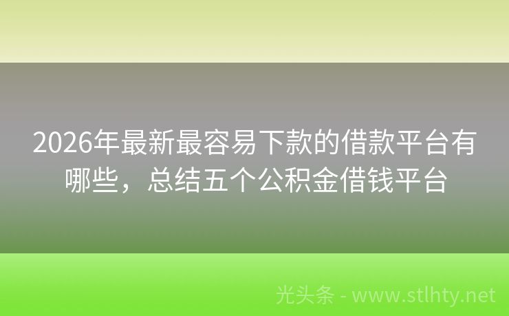 2026年最新最容易下款的借款平台有哪些，总结五个公积金借钱平台