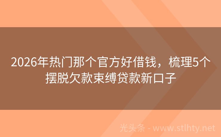 2026年热门那个官方好借钱，梳理5个摆脱欠款束缚贷款新口子