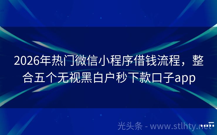 2026年热门微信小程序借钱流程，整合五个无视黑白户秒下款口子app