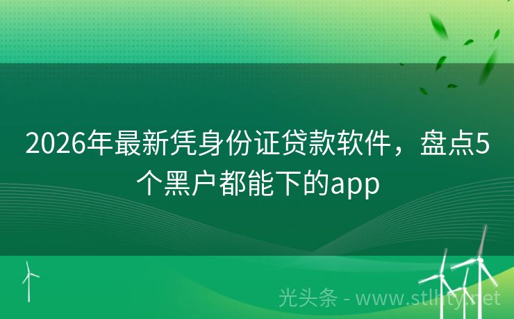 2026年最新凭身份证贷款软件，盘点5个黑户都能下的app