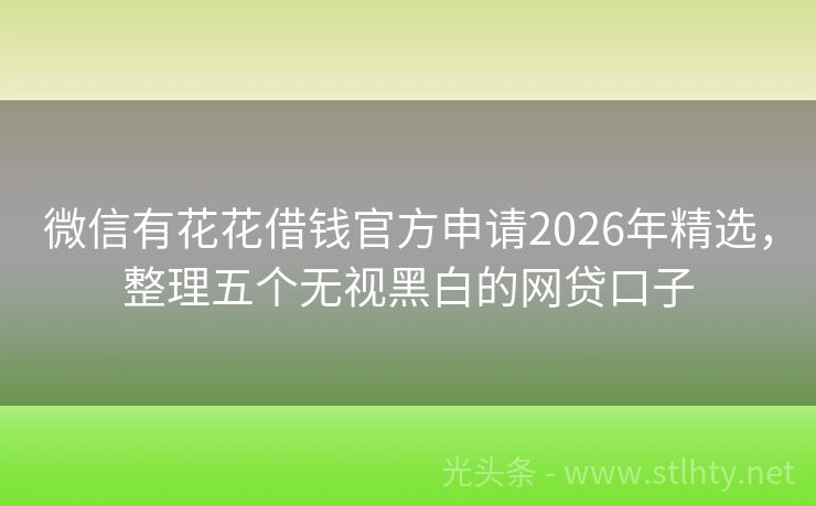 微信有花花借钱官方申请2026年精选，整理五个无视黑白的网贷口子