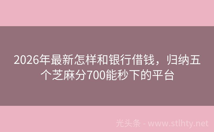 2026年最新怎样和银行借钱，归纳五个芝麻分700能秒下的平台