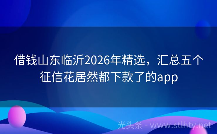 借钱山东临沂2026年精选，汇总五个征信花居然都下款了的app