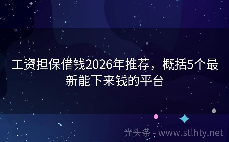 工资担保借钱2026年推荐，概括5个最新能下来钱的平台