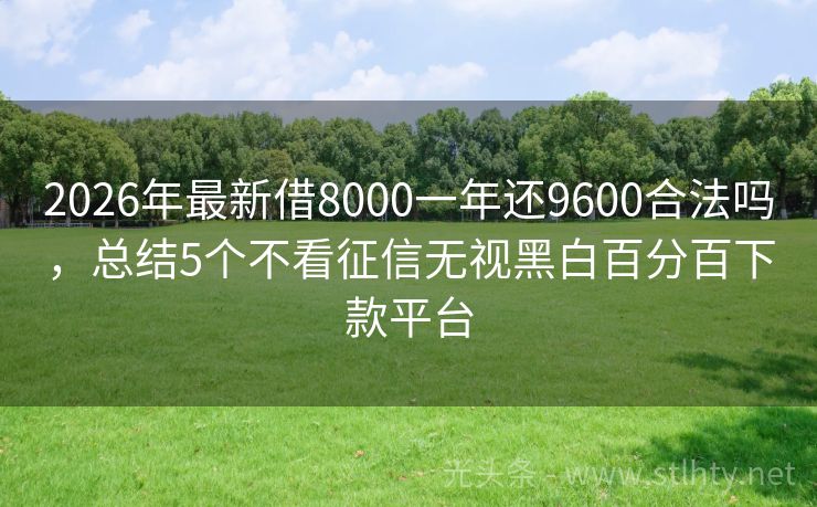 2026年最新借8000一年还9600合法吗，总结5个不看征信无视黑白百分百下款平台