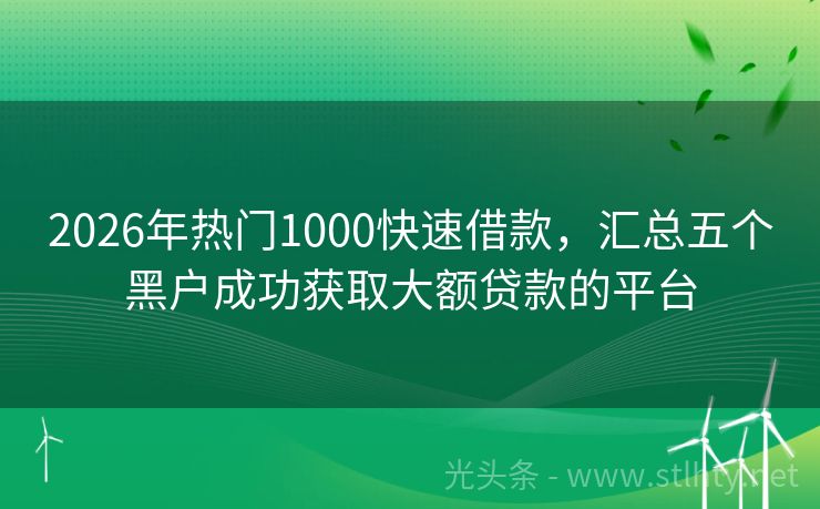 2026年热门1000快速借款，汇总五个黑户成功获取大额贷款的平台