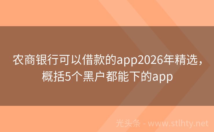 农商银行可以借款的app2026年精选，概括5个黑户都能下的app