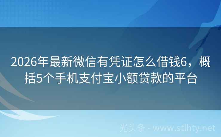 2026年最新微信有凭证怎么借钱6，概括5个手机支付宝小额贷款的平台