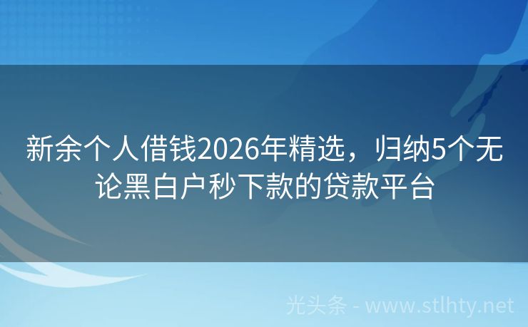 新余个人借钱2026年精选，归纳5个无论黑白户秒下款的贷款平台