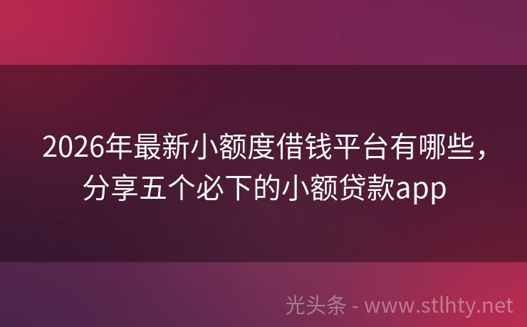 2026年最新小额度借钱平台有哪些，分享五个必下的小额贷款app