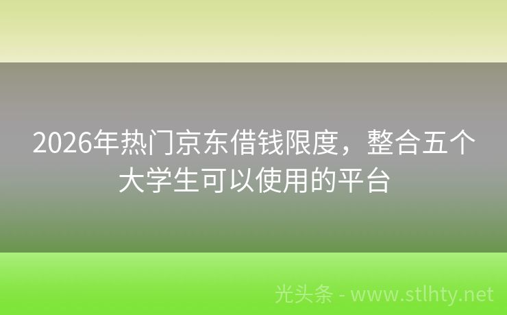 2026年热门京东借钱限度，整合五个大学生可以使用的平台